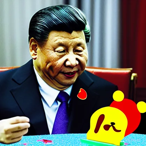 Xi Jinping Playing Uno Game With Winnie The Poo 