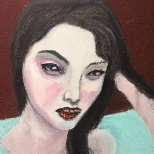 Image similar to a self portrait of dark pale girl