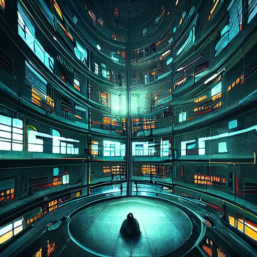 Image similar to “ inside a dome, cyberpunk art by vincent lefevre, behance contest winner, altermodern, cityscape, synthwave, matte painting ”