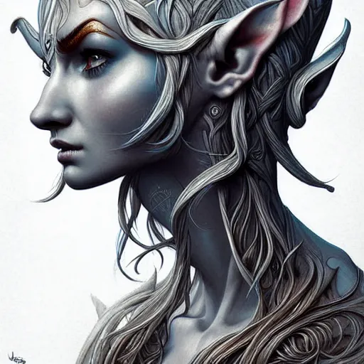 Prompt: digital art, centered head and shoulders of a elven ,intricate, veins, by James Jean and by artgerm , ultradetailed, charachter design, concept art, trending on artstation,