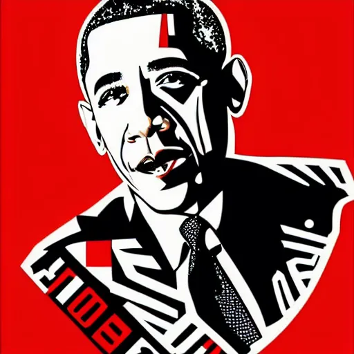 Image similar to Obama “no change” slogan, the world if Obama didn’t want change. Retro Soviet style poster by Shepard Fairey