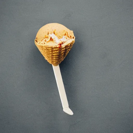 Image similar to levitating ice cream cone with a surprise