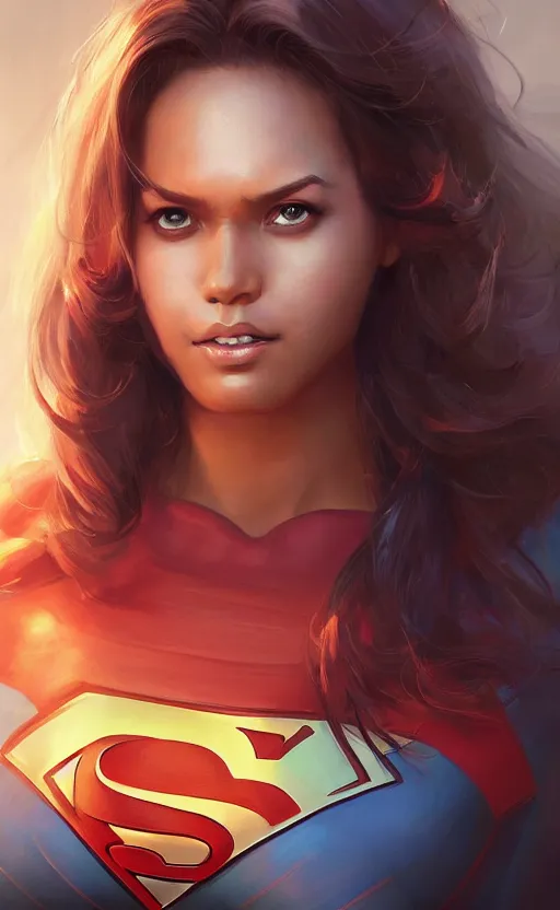 Image similar to A portrait of Superwoman , by Stanley Artgerm Lau, WLOP, Rossdraws, James Jean, Andrei Riabovitchev, Marc Simonetti, and Sakimichan, tranding on artstation