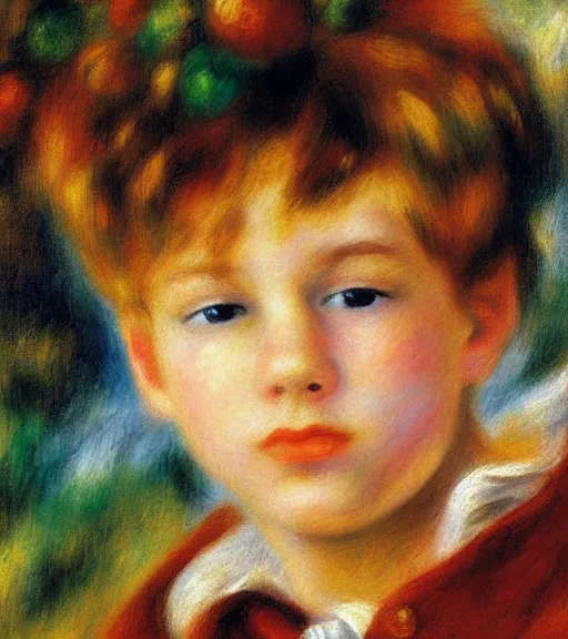 Prompt: oil painting portrait of peter pan by renoir