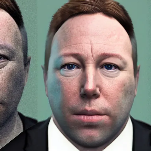 Image similar to hyperrealistic mixed media image of ( info wars alex jones ), frog face, stunning 3 d render inspired art by xiang duan and thomas eakes, perfect facial symmetry, hyper realistic texture, realistic, highly detailed attributes and atmosphere, dim volumetric cinematic lighting, 8 k octane detailed render, post - processing, masterpiece,