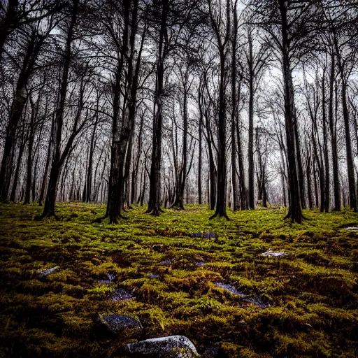 Image similar to liminal space photo in nature, eerie, sigma 3 0 mm, f / 2. 8, 8 k, high detail, dramatic lighting, psychedelic.