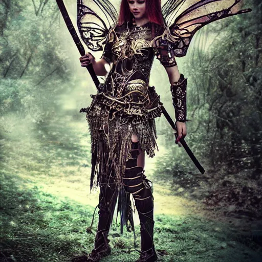 Prompt: photo of a beautiful fairy warrior with ornate armour, highly detailed, 4k, HDR, award-winning photo