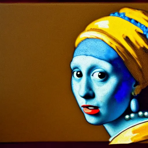 Image similar to portrait of cookie monster as girl with pearl earring