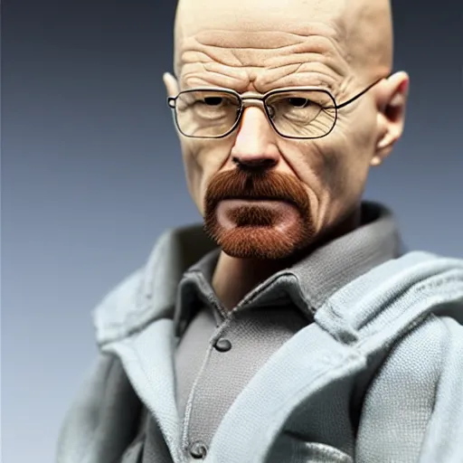 Prompt: Walter White action figure by Hot Toys. Studio lighting.