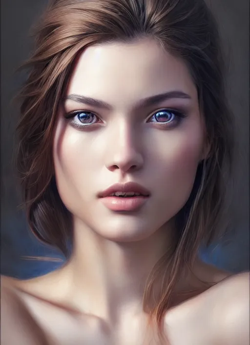 Image similar to photo of a gorgeous young woman in the style of stefan kostic, realistic, sharp focus, 8 k high definition, insanely detailed, intricate, elegant, art by stanley lau and artgerm