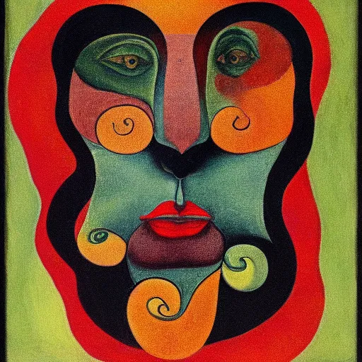 Image similar to floral face portrait by leonetto cappiello and wojciech siudmak and ernst fuchs, anni albers, oil on canvas