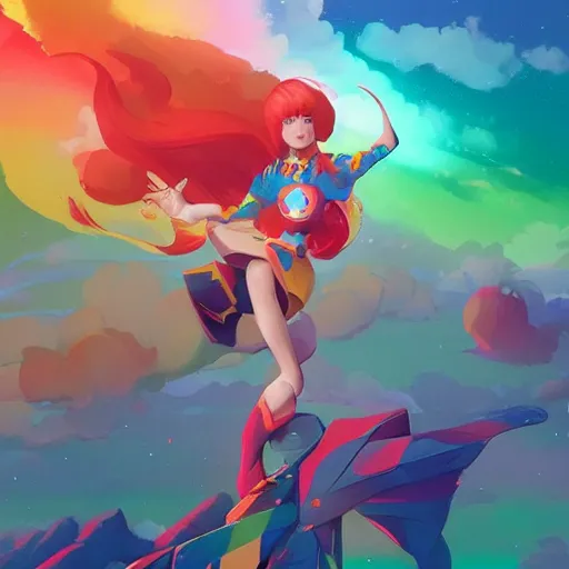 Image similar to hero world rainbow brite, behance hd by jesper ejsing, by rhads, makoto shinkai and lois van baarle, ilya kuvshinov, rossdraws global illumination