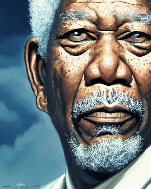 Image similar to highly detailed portrait, morgan freeman as hades, greek mythology, stephen bliss, unreal engine, fantasy art by greg rutkowski, loish, rhads, ferdinand knab, makoto shinkai and lois van baarle, ilya kuvshinov, rossdraws, tom bagshaw, global illumination, radiant light, detailed and intricate environment