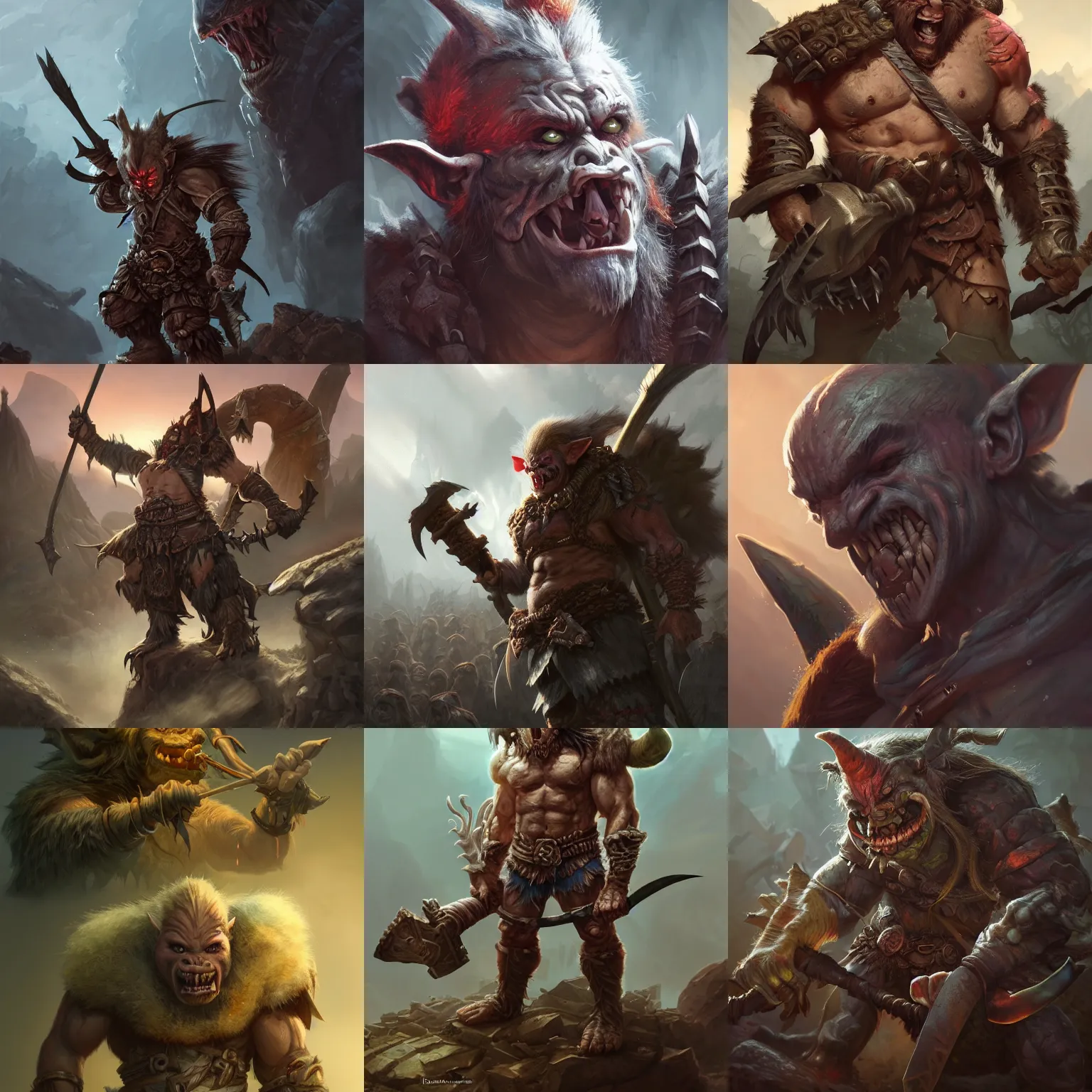 Prompt: goblin barbarian in rags, revenant, highly detailed, d & d, fantasy, highly detailed, digital painting, trending on artstation, concept art, sharp focus, illustration, global illumination, shaded, art by artgerm and greg rutkowski and fuji choko and viktoria gavrilenko and hoang lap