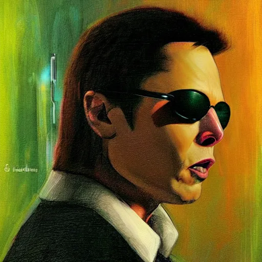 Image similar to Elon Musk as Neo from the Matrix, realistic, portrait, detailed