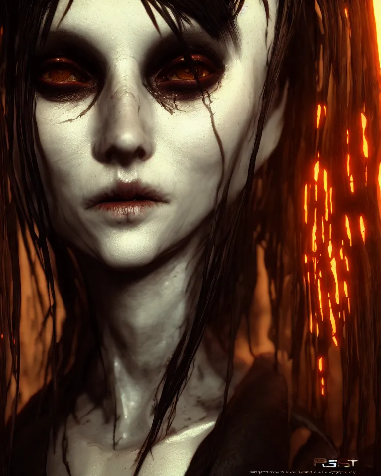 Image similar to headshot portrait of the demonic priestess, cgsociety, detailed, unreal engine, textured, cinematic, character design