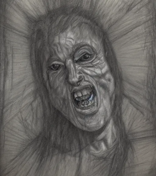 Scared Face, Charcoal Drawing, ambamm