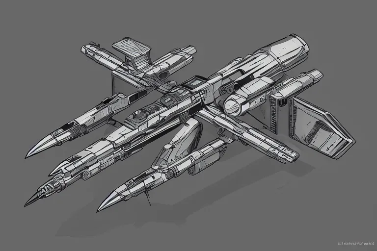 Prompt: lovecraftian horror starfighter isometric illustration, technical drawing, sci fi, black background, vector art, well lit, octane render