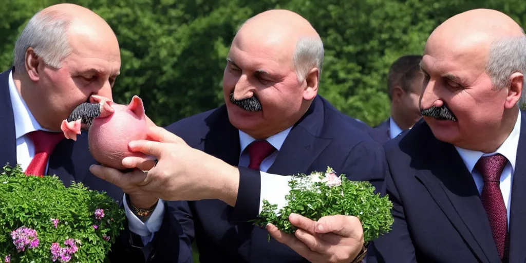 Prompt: alexander lukashenko with pig nose