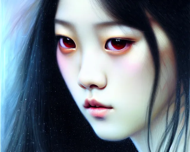 Image similar to jisoo from blackpink, portrait, hyperrealistic, highly detailed, deep focus, elegant, digital painting, smooth, sharp focus, illustration, ultra realistic, 8 k, art by karol bak and agnes cecile