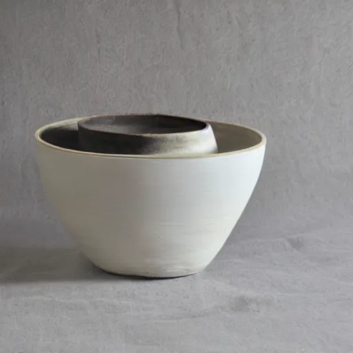 Prompt: natural ceramic bowl on a terazzo table, advanced firing technique