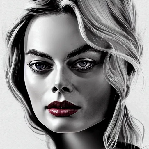 Prompt: margot robbie portrait, intricate, elegant, highly detailed, digital painting, artstation, concept art, smooth, sharp focus, illustration, art