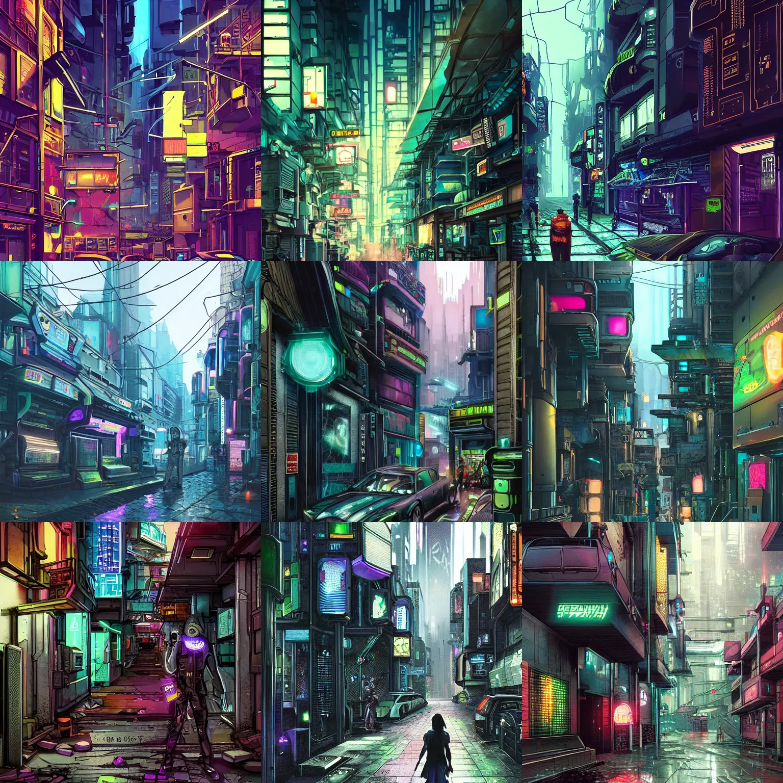 Prompt: cyberpunk backstreets of a futuristic city madgwick lee