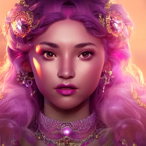 Image similar to portrait of wonderful princess of amethyst with fair skin, ornate 8 k gorgeous intricate detailed, accent lighting, dramatic light, octane render