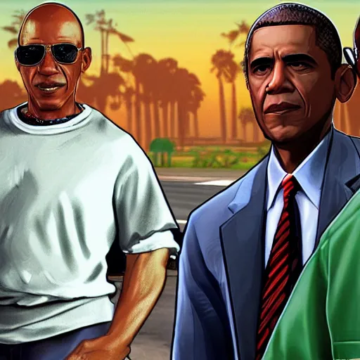 Prompt: Barrack Obama as an NPC in Grand Theft Auto: San Andreas