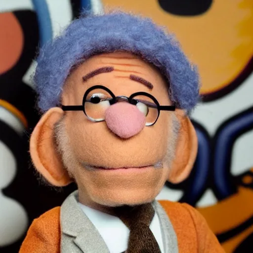 Prompt: larry david as a muppet. highly detailed felt. hyper real photo. 4 k.
