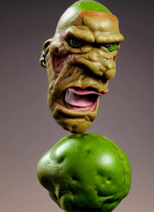 Prompt: spherical green head, flesh - toned heman anthropomorphic pea legume action figure, diffuse lighting, photographic fantasy, intricate detail, elegant, highly detailed, lifelike, photorealistic, artstation, art by john collier, frank frazetta, albert aublet, krenz cushart, artem demura and alphonse mucha