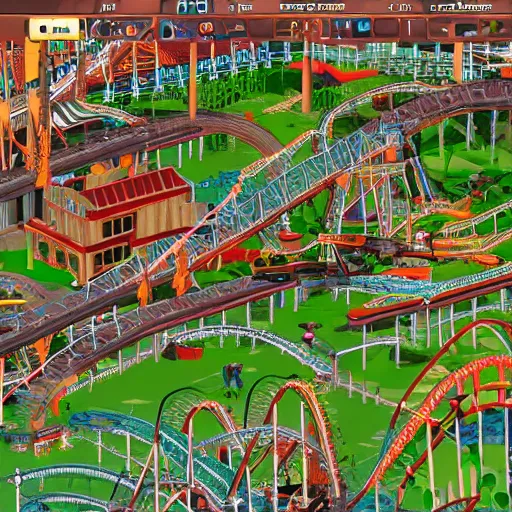 Image similar to New York bird's perspective in the style of rollercoaster tycoon 2