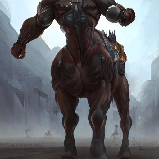 Image similar to a musclebound anthropomorphized horse with gargantuan muscles wearing a tight kevlar battle outfit, facility background, equine, anthro art, furaffinity, highly detailed, digital painting, artstation, sharp focus, game art, concept art, illustration, art by artgerm, greg rutkowski, wlop