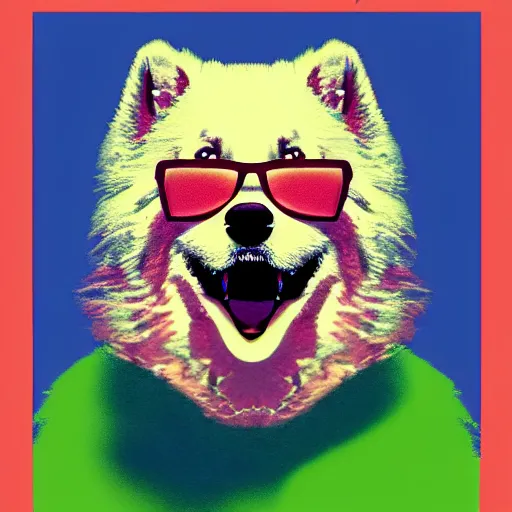 Prompt: a samoyed by andy warhol, digital art, trending on artstation