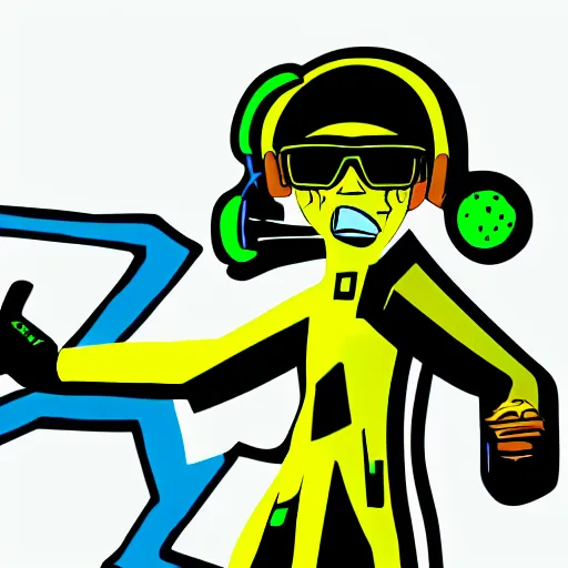 Image similar to jet set radio character, isolated on a white background