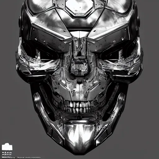 Image similar to black and white cyberpunk style dark bio metal skull, abalone pearl iridescence mecha hard-surface, cyberpunk, hyper realistic, cinematic, unreal engine, 3D, 8K, imagined by Ash Thorp, Tsutomu Nihei, Ghost In The Shell, Akira