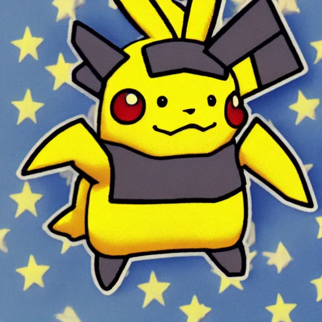 Prompt: a x-stitched picture of pikachu on a pokemon card,