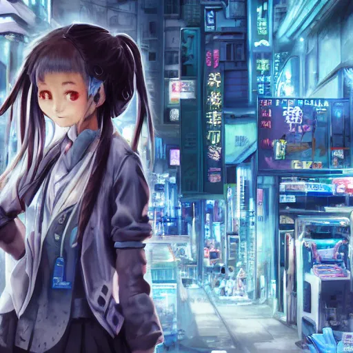 Image similar to dynamic composition, motion, ultra-detailed, incredibly detailed, a lot of details, amazing fine details and brush strokes, colorful and grayish palette, smooth, HD semirealistic anime CG concept art digital painting, watercolor oil painting of Clean and detailed post-cyberpunk sci-fi close-up schoolgirl in asian city in style of cytus and deemo, blue flame, relaxing, calm and mysterious vibes,, by a Chinese artist at ArtStation, by Huang Guangjian, Fenghua Zhong, Ruan Jia, Xin Jin and Wei Chang. Realistic artwork of a Chinese videogame, gradients, gentle an harmonic grayish colors. set in half-life 2, Matrix, GITS, Blade Runner, Neotokyo Source, Syndicate(2012), dynamic composition, beautiful with eerie vibes, very inspirational, very stylish, with gradients, surrealistic, dystopia, postapocalyptic vibes, depth of field, mist, rich cinematic atmosphere, perfect digital art, mystical journey in strange world