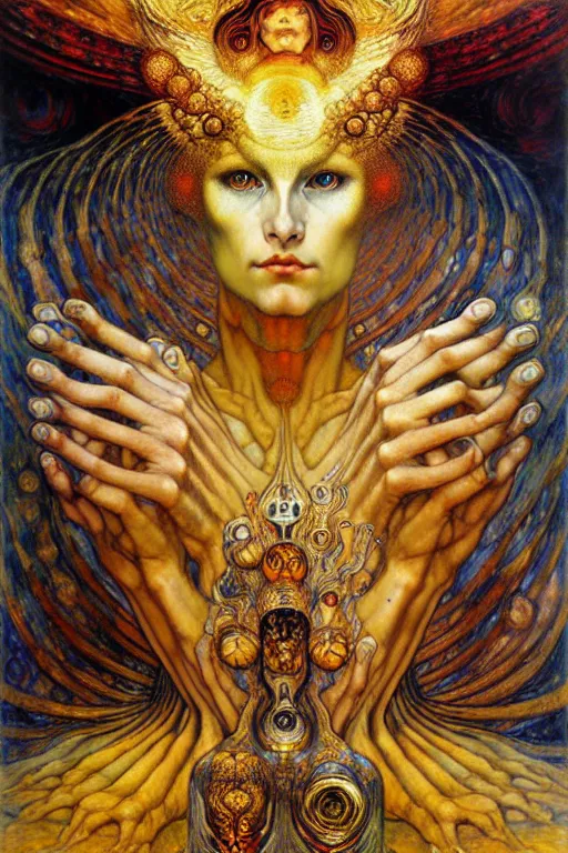 Image similar to Divine Chaos Engine by Karol Bak, Jean Delville, William Blake, Gustav Klimt, and Vincent Van Gogh, symbolist, visionary