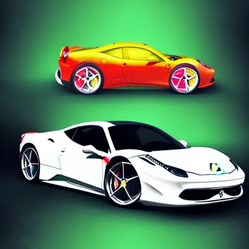 Image similar to ferrari 4 5 8 made out of jello, digital art, artstation