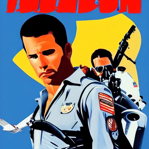 Prompt: hungarian movie poster for top gun, painted