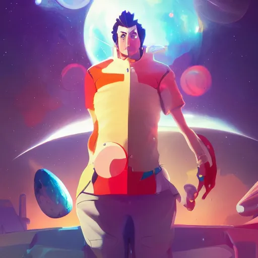 Image similar to hero world space dandy, behance hd by jesper ejsing, by rhads, makoto shinkai and lois van baarle, ilya kuvshinov, rossdraws global illumination