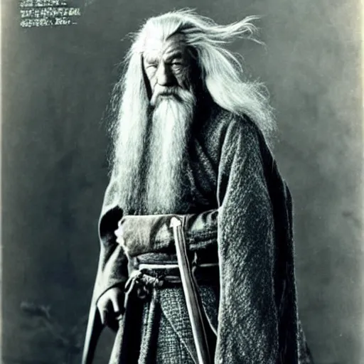 Image similar to “Gandalf in full samurai armour, 1900’s photo”