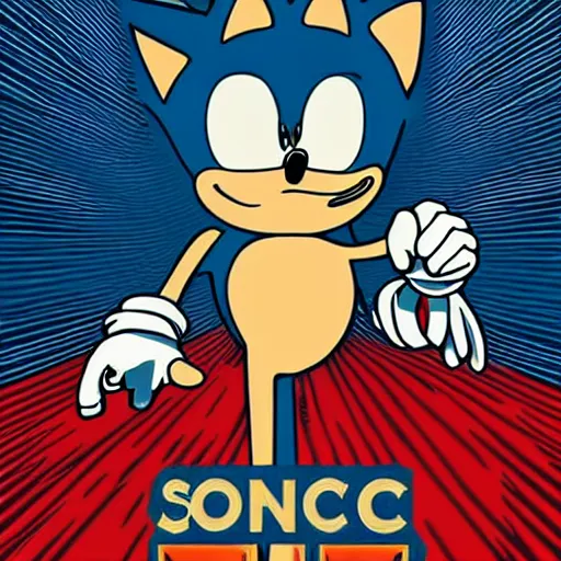 Image similar to sonic the hedgehog poster by shepard fairey