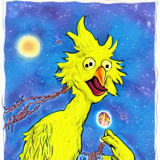 Image similar to big bird as a cosmic eldritch horror