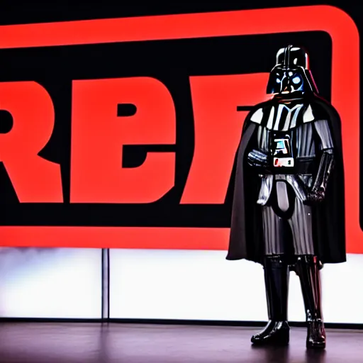 Image similar to darth vader giving ted talk