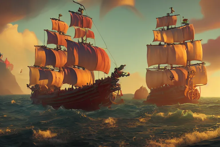 Image similar to gameplay screenshot of a parrot on a pirate ship, sea of thieves, unreal engine digital painting, volumetric light, intricate, sharp, focus, bloom, illustration, highly detailed, concept art, matte, ruan jia, randy vargas, greg rutkowski