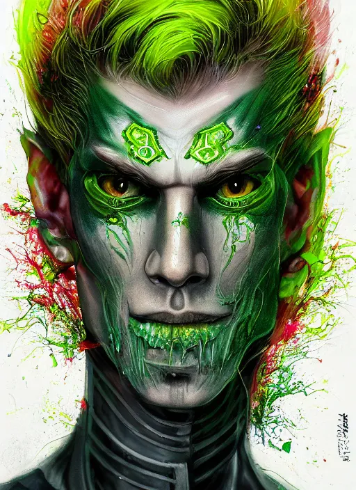 Prompt: a Demon Slayer portrait of Hyundai N Vision 74, tall, pale-skinned, slender with lime green eyes and long eyelashes by Stanley Artgerm, Tom Bagshaw, Arthur Adams, Carne Griffiths, trending on Deviant Art, street art, face enhance, chillwave, maximalist, full of color, glittering