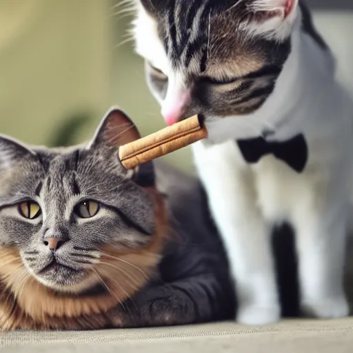 Image similar to cat wearing a suit smoking a cigar