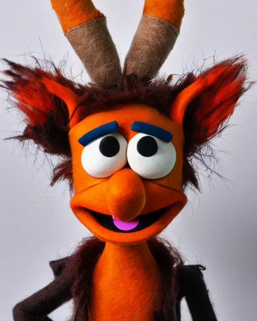 Image similar to crash bandicoot linde as a muppet. highly detailed felt. hyper real photo. 4 k.